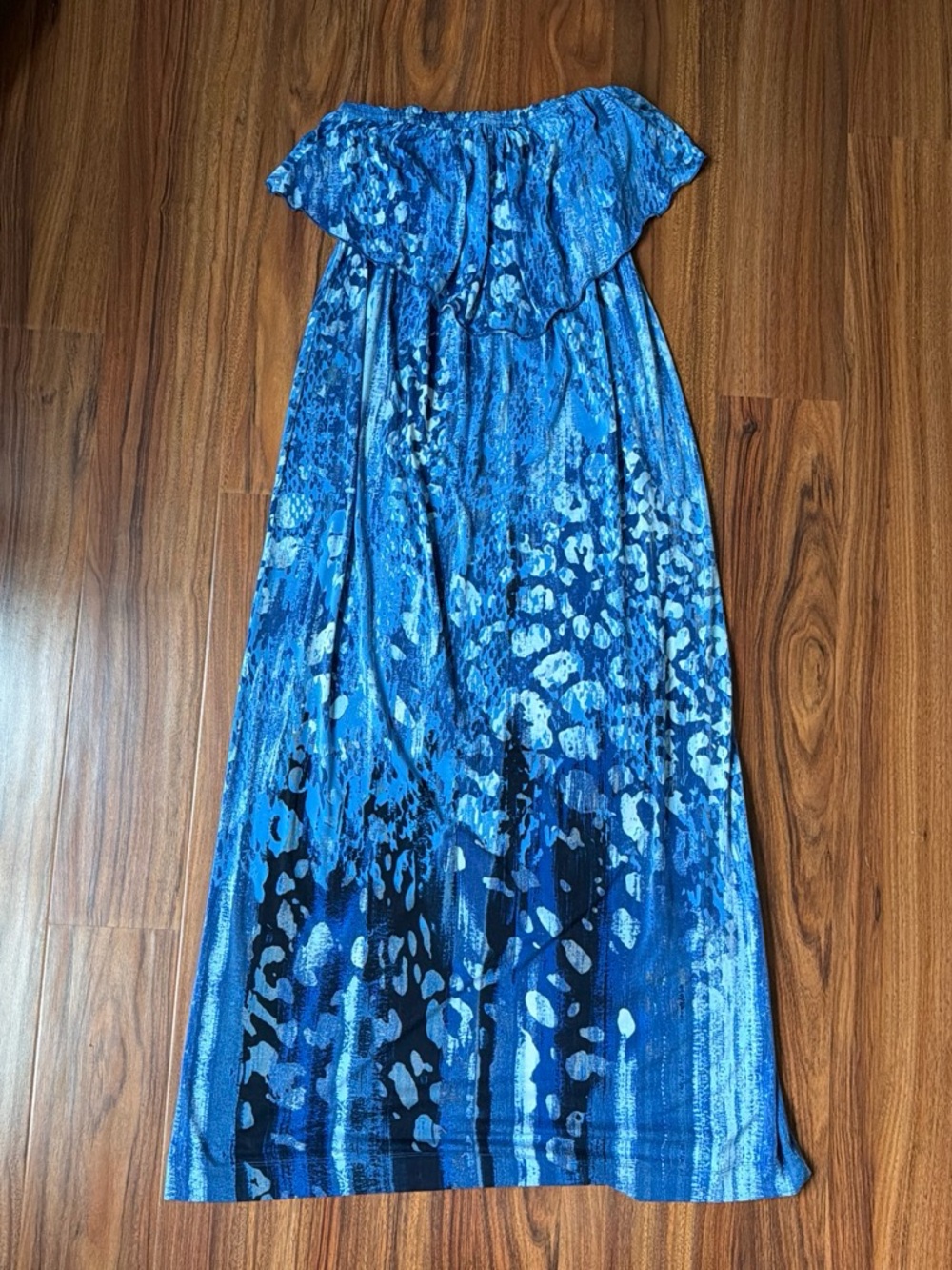 Soma Strapless Blue Patterned Maxi Dress